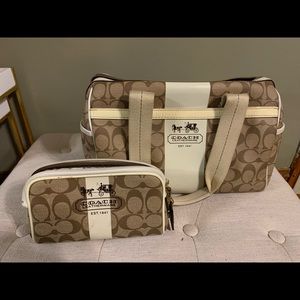 Coach shoulder bag and makeup bag